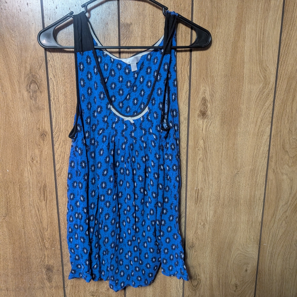 Secret Treasures Blue Relaxed Pleated Tank Top